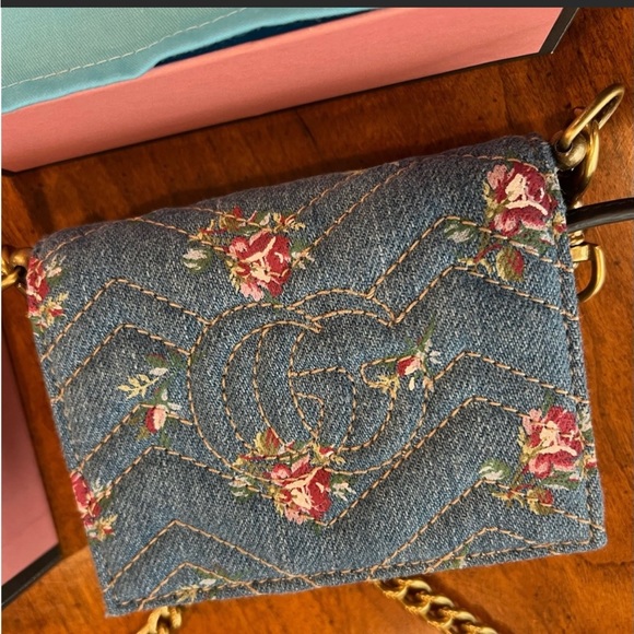 Gucci GG Marmont Bi-fold Printed Matelasse Denim. Authenticated by Poshmark. - Picture 3 of 6